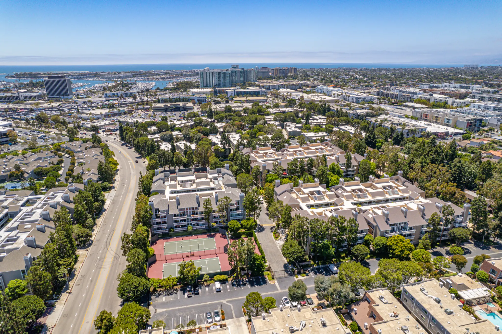 Marina del Rey harbor with boats and waterfront condos